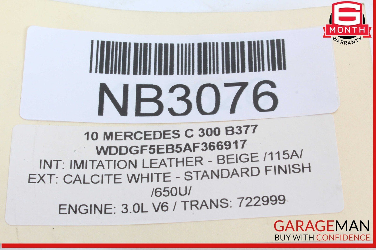 08-14 Mercedes W204 C300 C250 C63 AMG Rear Left Side Exterior Door Handle White