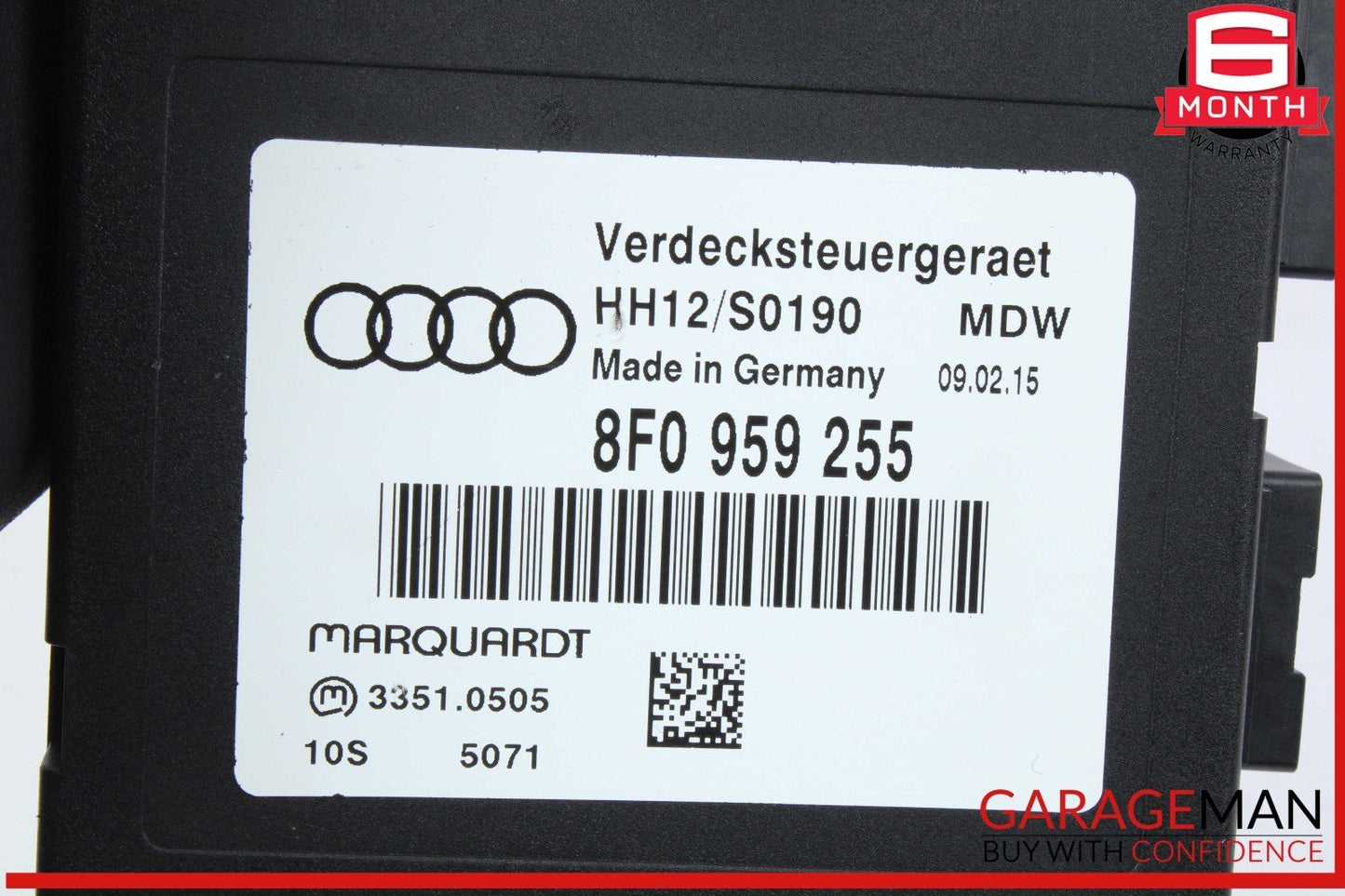 12-17 Audi A5 S5 Convertible Top Roof Control Module Unit 8F0959255 OEM