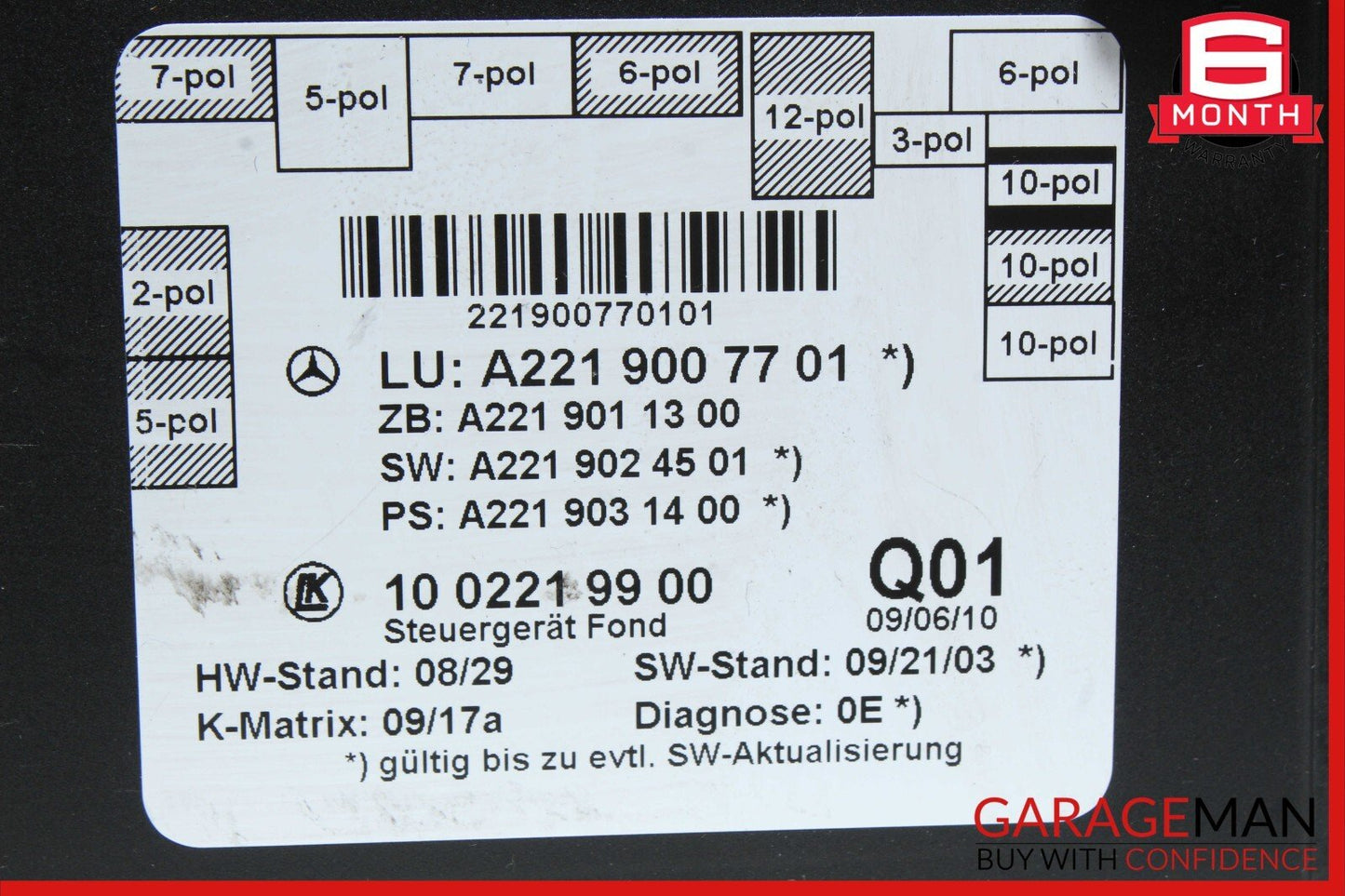 07-13 Mercedes W221 S550 Rear Right or Left Side Door Control Module OEM