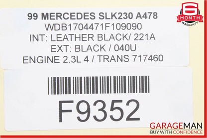 97-00 Mercedes R170 SLK230 Front Left Side Seat Belt Seatbelt Retractor Black