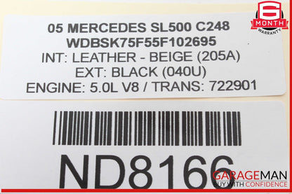 01-12 Mercedes R230 SL500 SLK230 C320 Trunk Spare Tire Air Compressor OEM