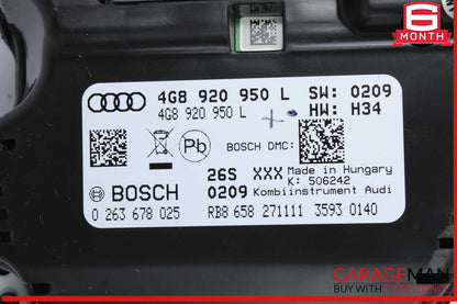 12-15 Audi A6 Speedometer Instrument Cluster Gauge Bosch 4G8920950L OEM