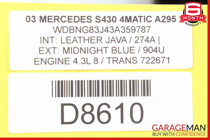 03-06 Mercedes W220 S430 Front Right Side Headlight Head Light Lamp OEM