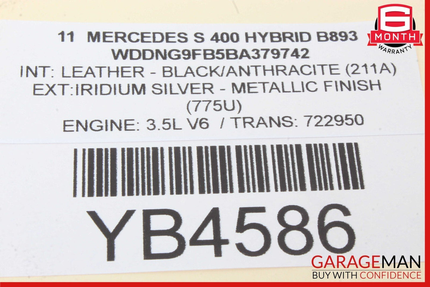 07-13 Mercedes W221 S400 S600 Window Regulator Motor Rear Left Driver Side OEM