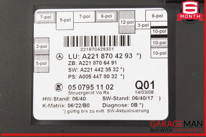 07-13 Mercedes W221 S550 S63 AMG Front Right Door Control Module 2218704293 OEM