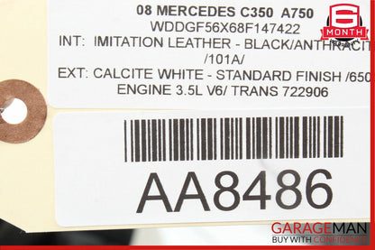 08-14 Mercedes W204 C350 Interior Top Upper Rear View Mirror Assembly Black OEM