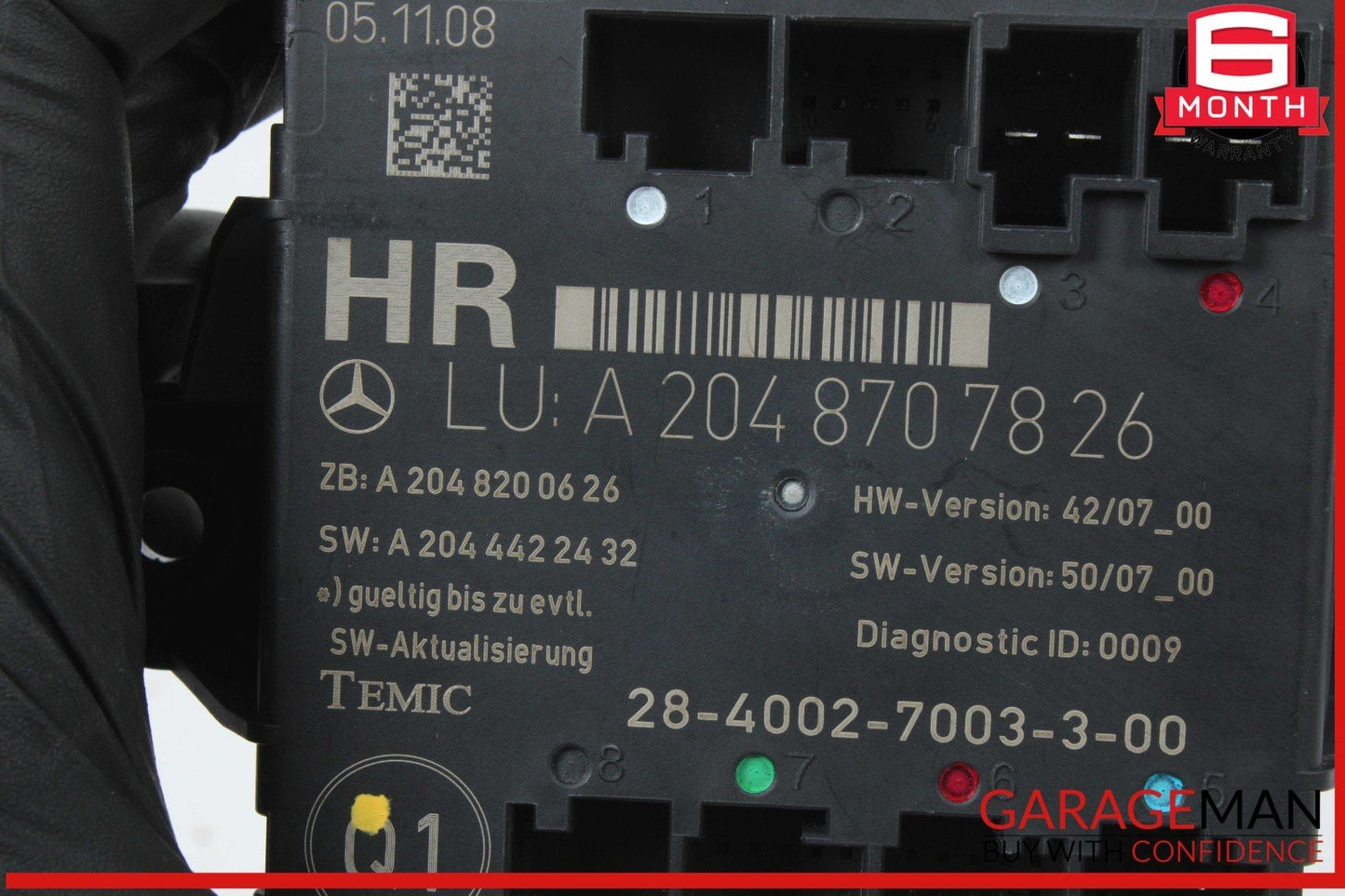 08-18 Mercedes W204 C300 C350 GLK350 Rear Right Side Door Control Module Unit