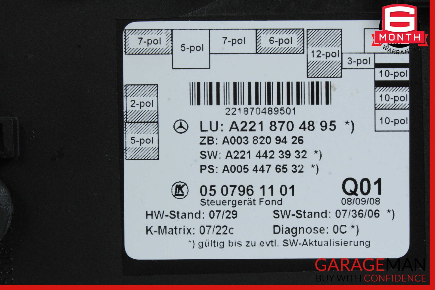 07-13 Mercedes W221 S550 S400 Rear Right or Left Side Door Control Module OEM