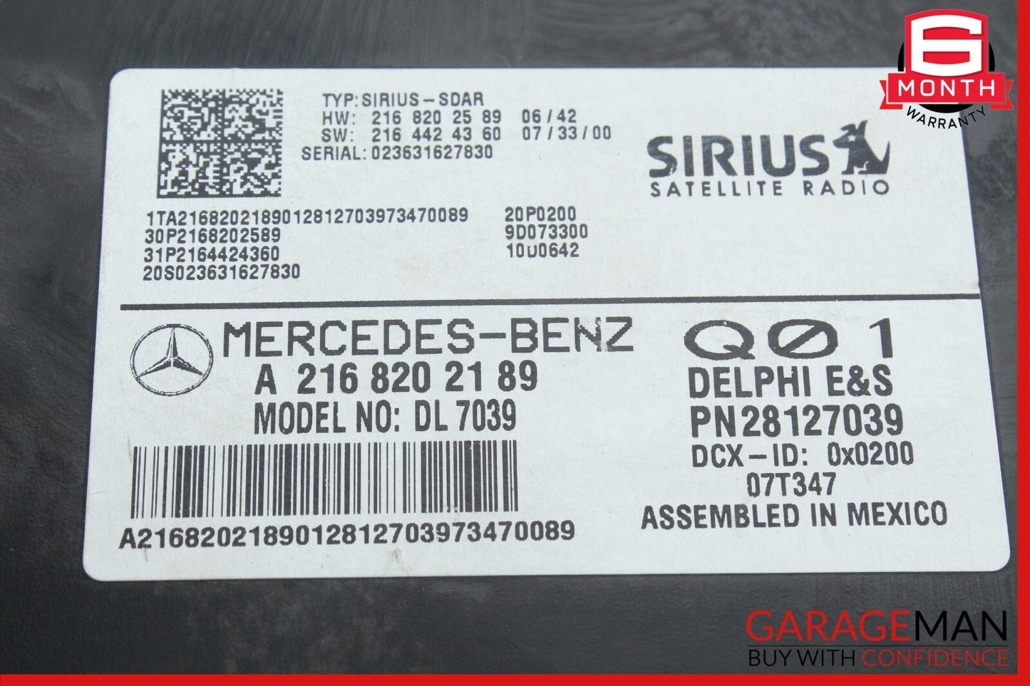 Mercedes C250 S550 SL550 SLK350 Sirius Satellite Radio Module Receiver OEM