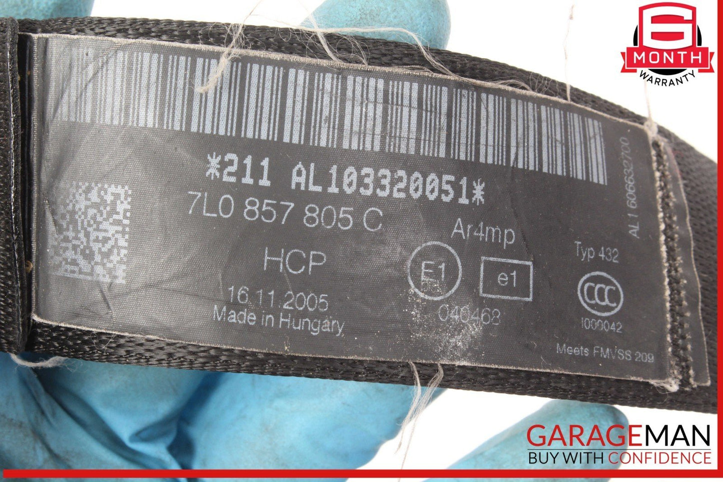 03-06 Porsche Cayenne 955 Rear Left Driver Side Seat Belt Seatbelt Black OEM