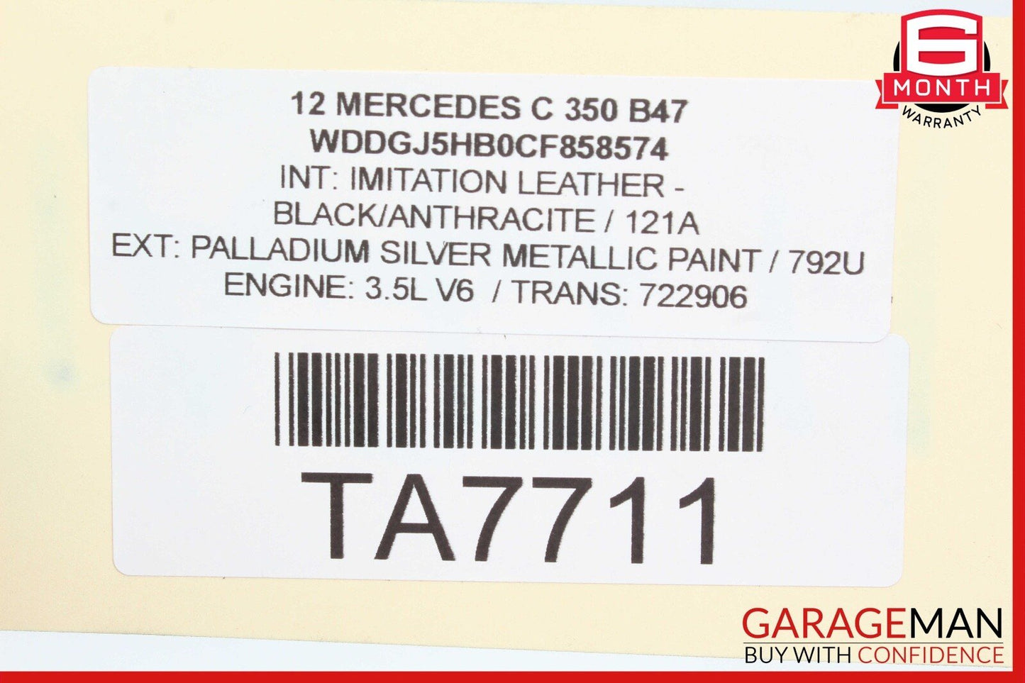 08-14 Mercedes W204 C350 Front Left Passenger Sun Visor Sunvisor Shade Black