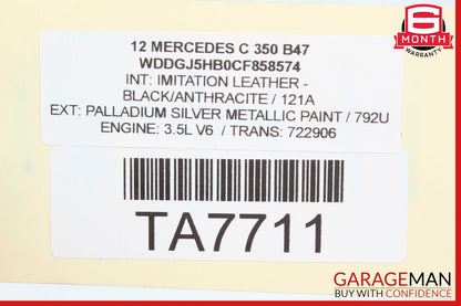 08-14 Mercedes W204 C350 Front Left Passenger Sun Visor Sunvisor Shade Black