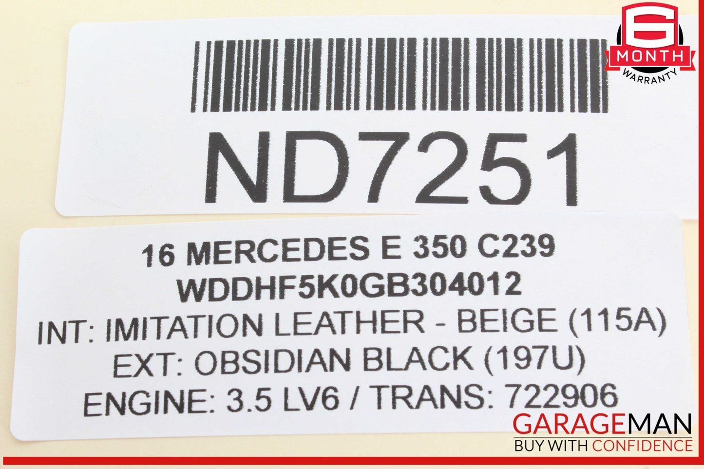 10-16 Mercedes W212 E350 Rear Right Passenger Side Door Window Regulator OEM