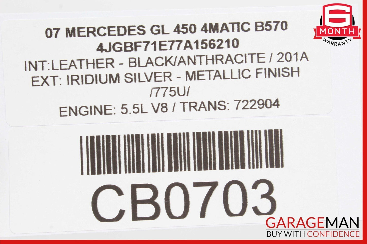 06-08 Mercedes X164 GL450 GL550 Front Left Side Mirror Door Rear View Silver OEM