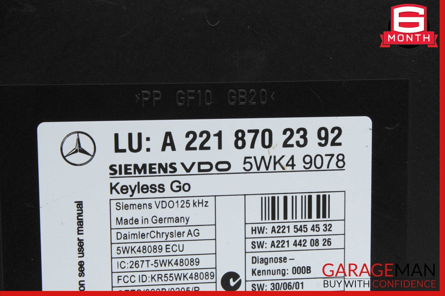 07-10 Mercedes W221 S550 CL600 CL550 Keyless Go Control Module Unit