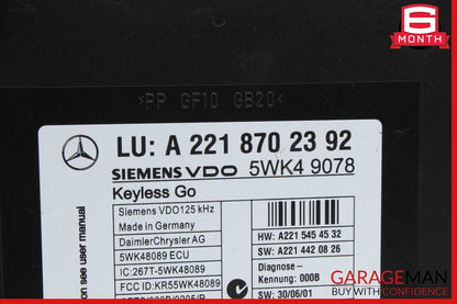 07-10 Mercedes W221 S550 CL600 CL550 Keyless Go Control Module Unit