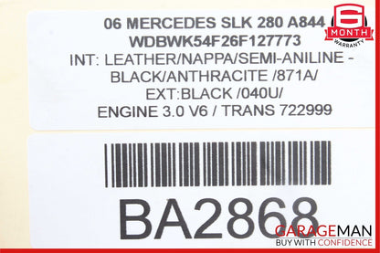 05-11 Mercedes R171 SLK280 Rear Left Convertible Roof Top Trunk Lid Cylinder