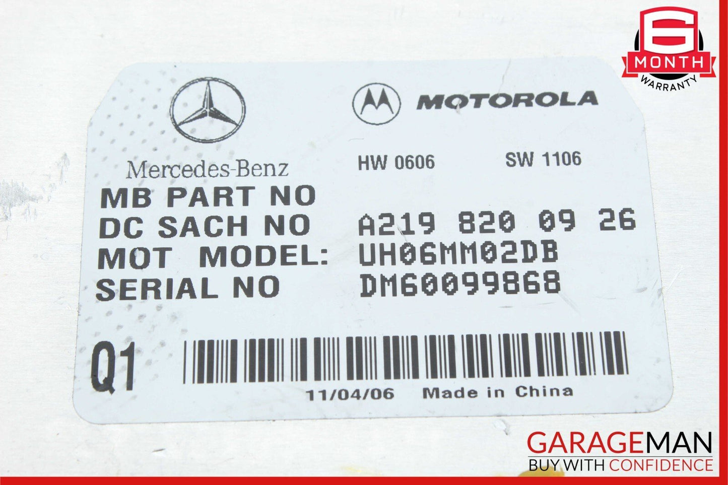 06-12 Mercedes X164 GL450 E350 SL550 Communication Control Module 2198200926 OEM