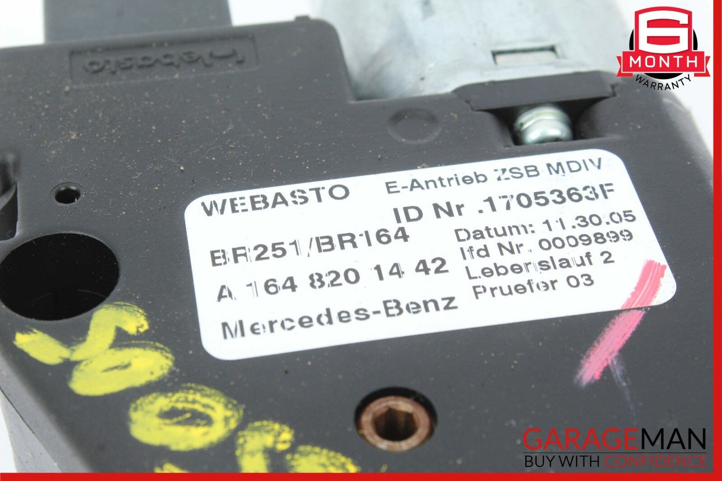 06-13 Mercedes W164 ML350 GL450 Pano Panoramic Sunroof Sun Roof Motor Unit OEM