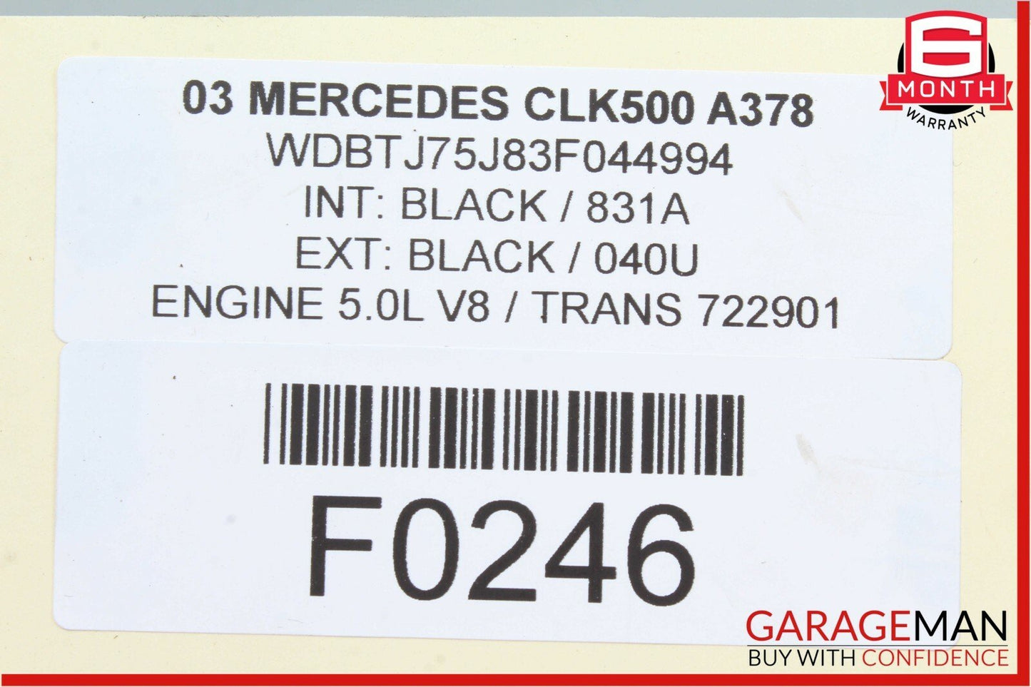 03-09 Mercedes W209 CLK500 Front Left / Right Side Seat Headrest Head Rest Black