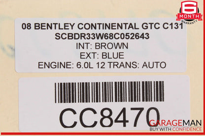03-13 Bentley Continental GTC Rear Left Side Spindle Knuckle Hub OEM