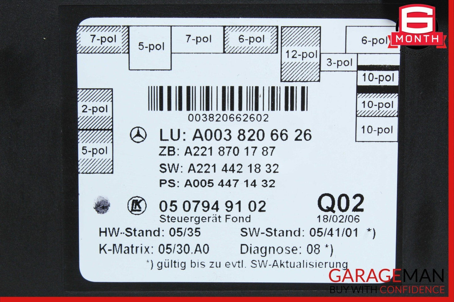 07-09 Mercedes W221 S550 S63 AMG Rear Right Or Left Side Door Controller Module