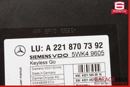 07-13 Mercedes W221 S550 S600 Door Keyless Go Control Module 2218707392 OEM