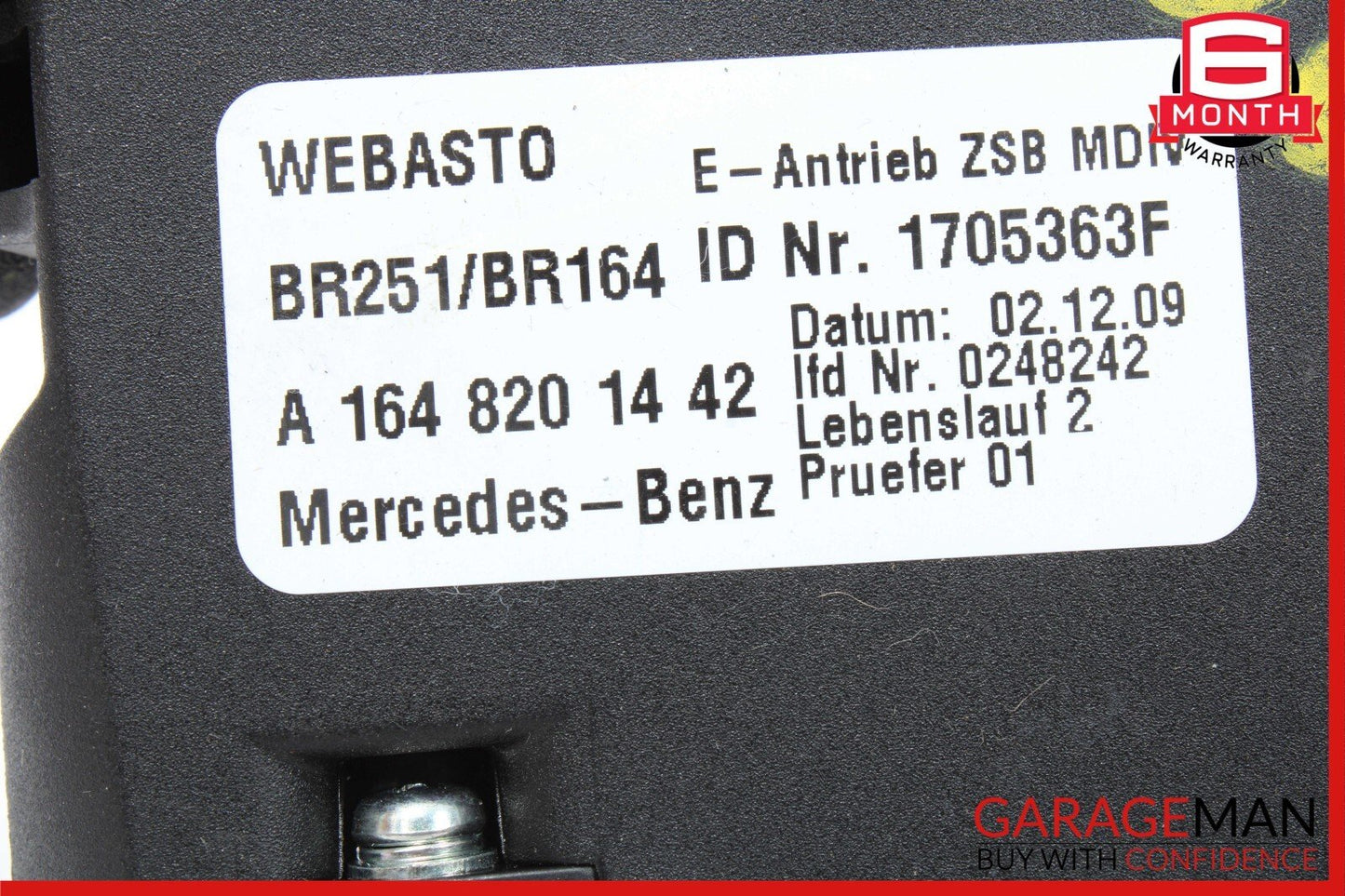 06-13 Mercedes GL550 R350 ML350 Pano Panoramic Sunroof Sun Roof Motor Unit