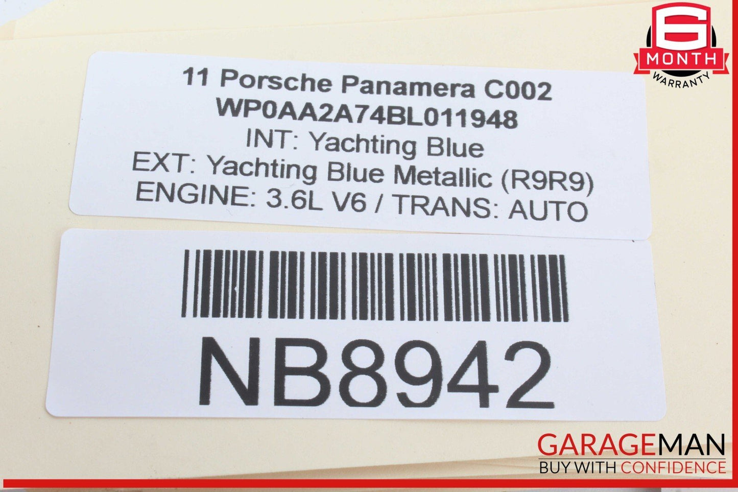 10-16 Porsche Panamera 970 Right Side Roof Curtain Airbag Air Bag 97080309201 OEM