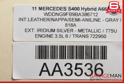 07-13 Mercedes W221 S400 S63 AMG Interior Top Upper Rear View Mirror OEM
