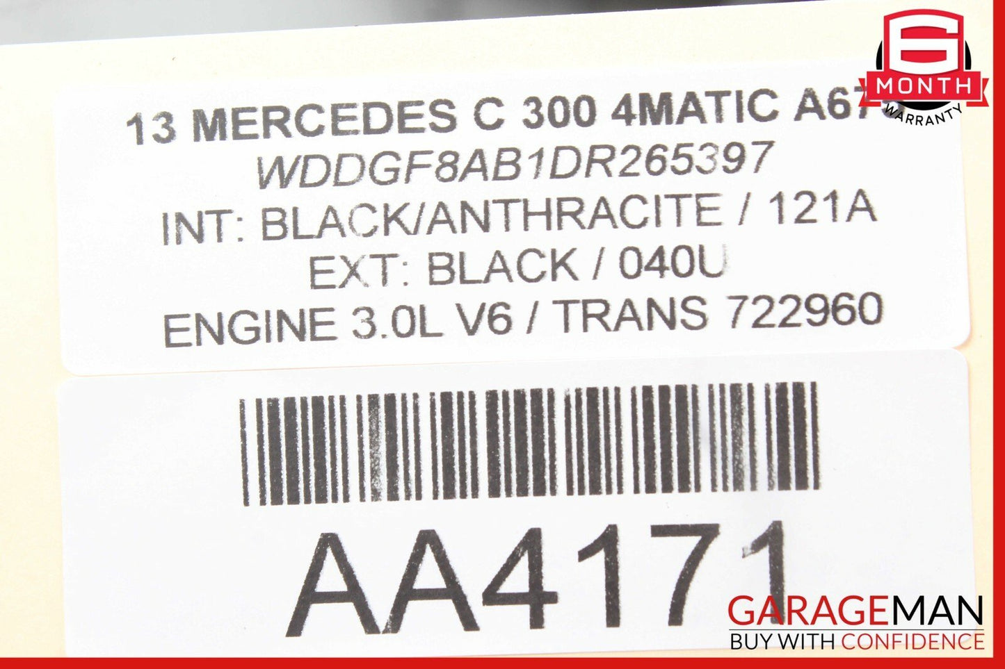 08-14 Mercedes W204 C250 C350 Front Left Sun Visor Sunvisor Shade Black