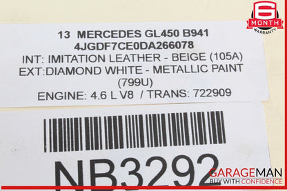 11-20 Mercedes X166 GL450 S550 CL550 Left Side Air Intake Hose Duct Pipe OEM