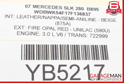 05-11 Mercedes R171 SLK280 SLK300 Right Side Door Lock Latch Actuator OEM