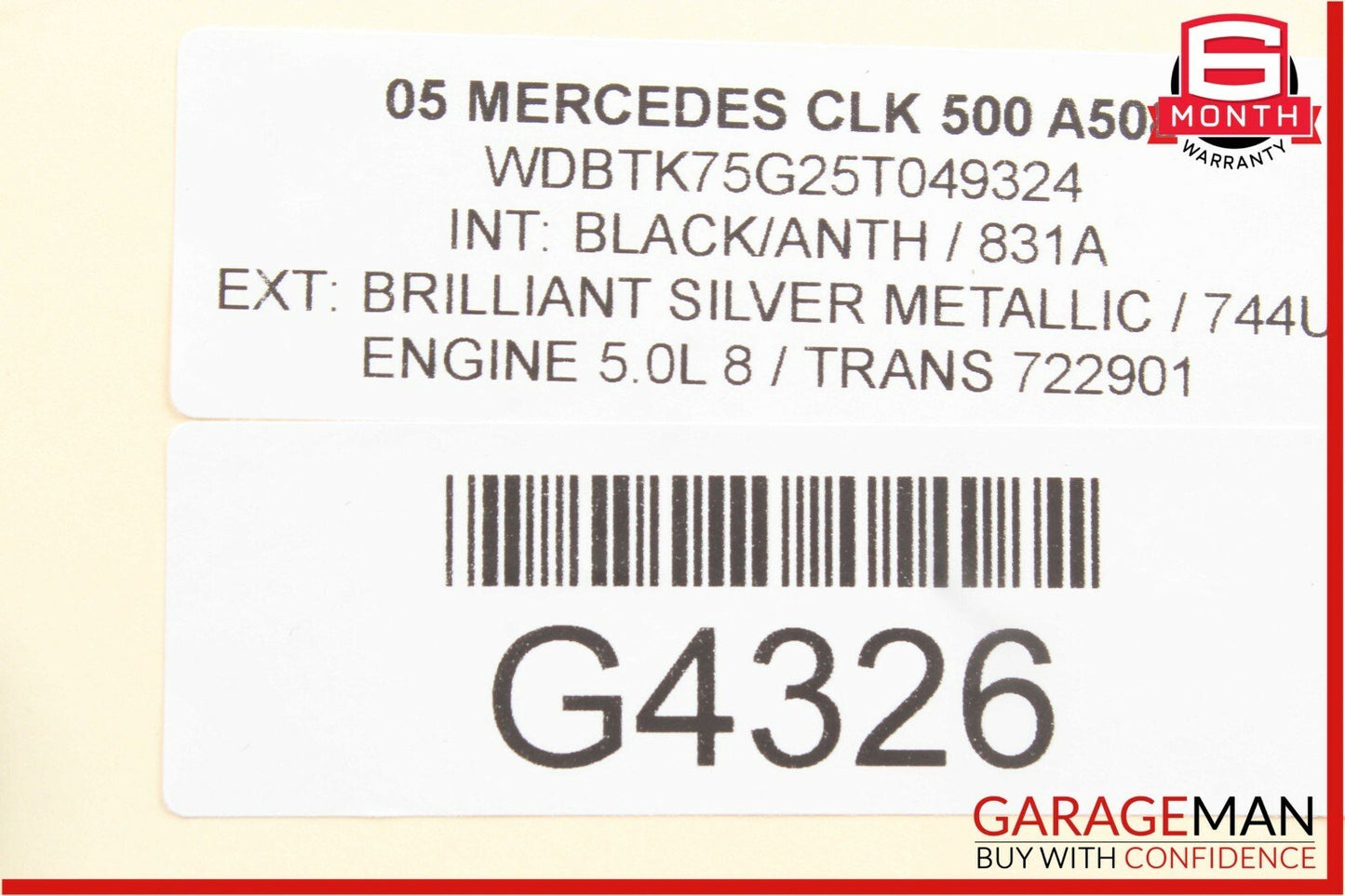 03-09 Mercedes W209 CLK500 Front Right Side Sunvisor Sun Visor Shade Gray OEM