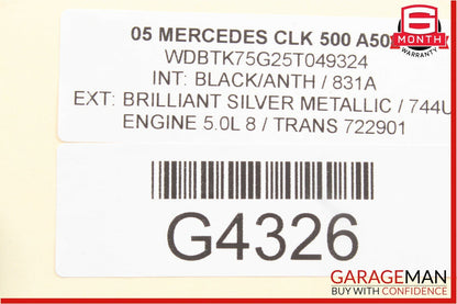 03-09 Mercedes W209 CLK500 Front Right Side Sunvisor Sun Visor Shade Gray OEM