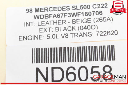 90-02 Mercedes R129 SL500 500SL Left Side Top Hydraulic Valve Block Solenoid OEM