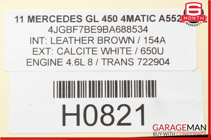 06-12 Mercedes GL450 ML350 Front Right Side Hood Vent Grille Washer Nozzle
