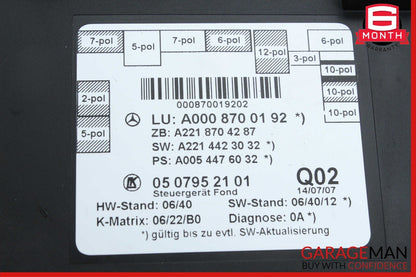 07-13 Mercedes W221 S450 S550 Rear Right or Left Side Door Control Module Unit