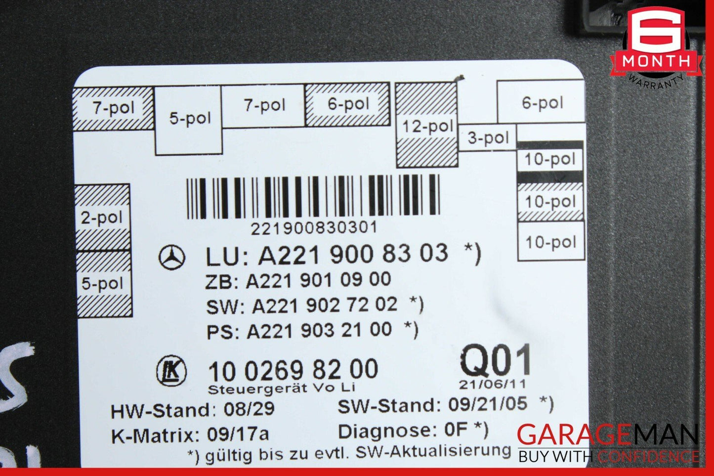10-13 Mercedes W221 S400 S550 S63 Front Left Driver Side Door Control Module OEM