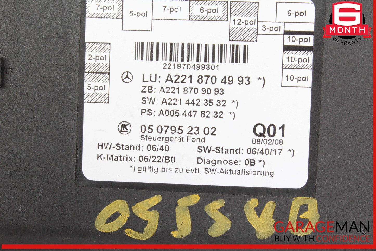 07-13 Mercedes W221 S550 S63 AMG Rear Left or Right Door Control Module Unit OEM