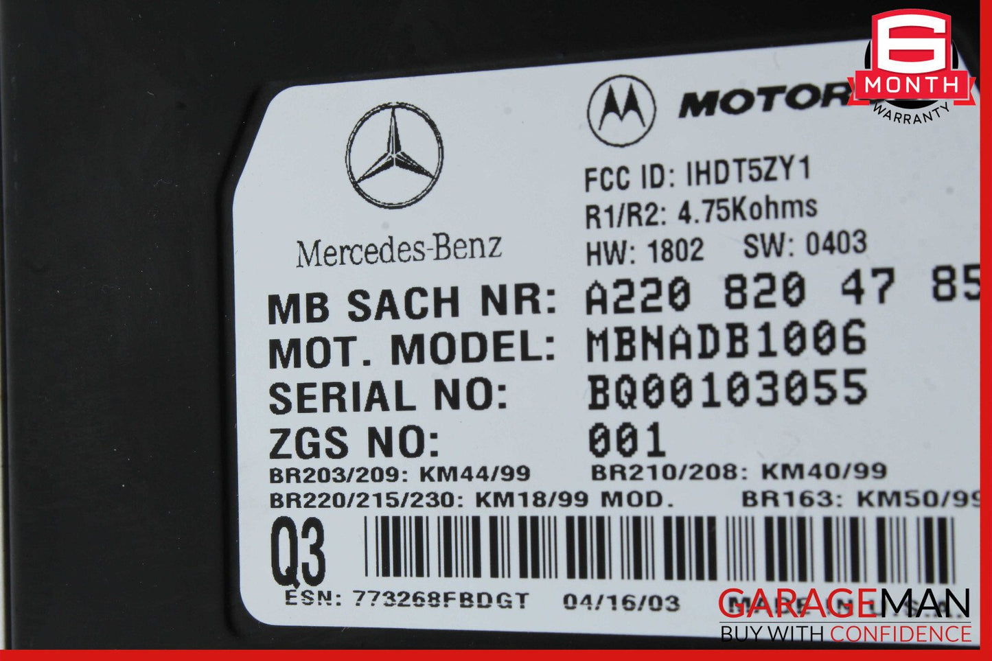 00-06 Mercedes W163 ML320 S500 Voice Phone Communication Control Module OEM