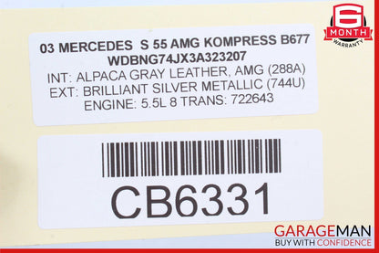 03-06 Mercedes W220 S55 AMG Dashboard Glove Box Storage Compartment Anthracite