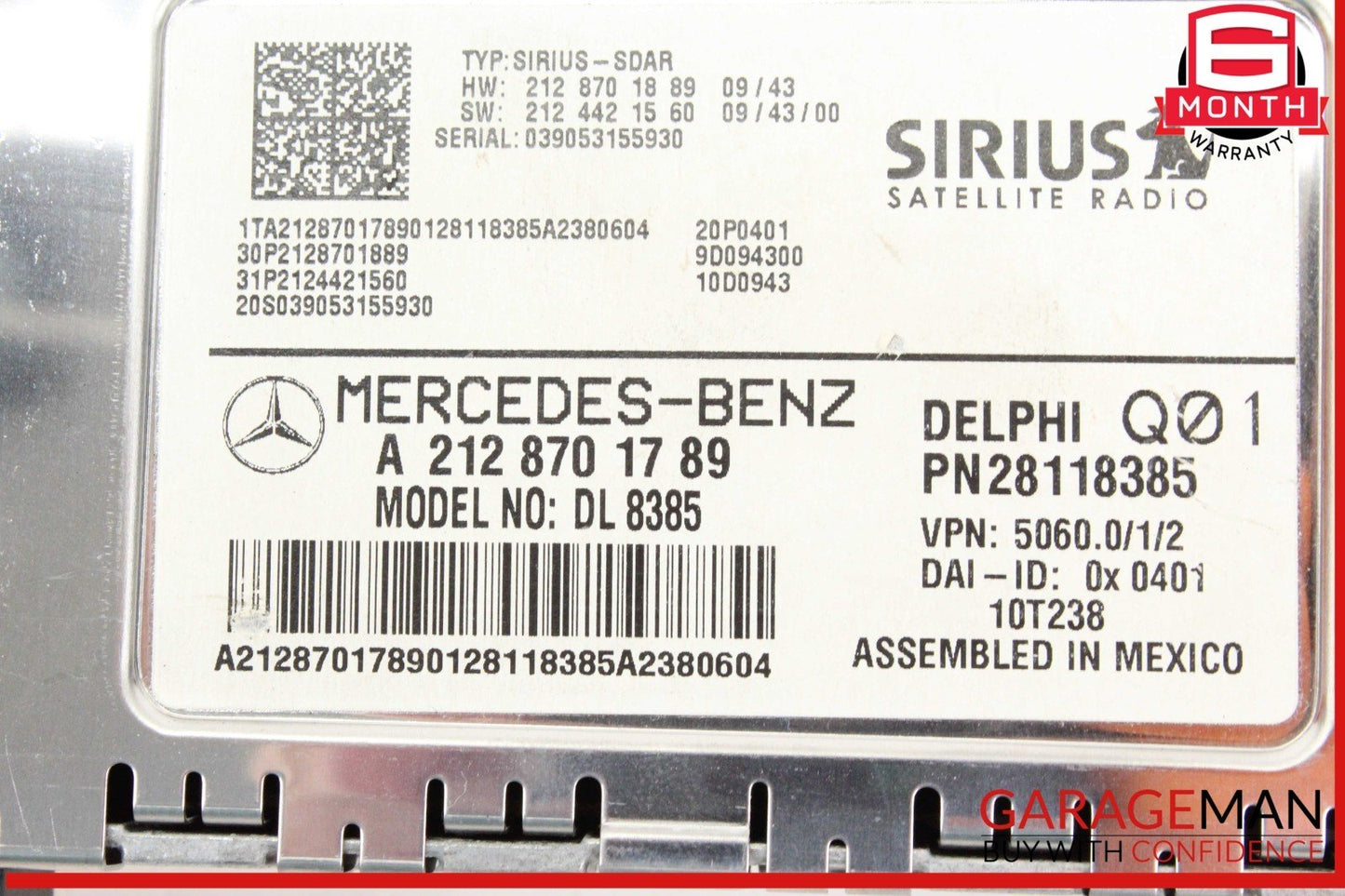 10-17 Mercedes W204 C300 GLK350 Sirius Satellite Radio Receiver 2128701789 OEM