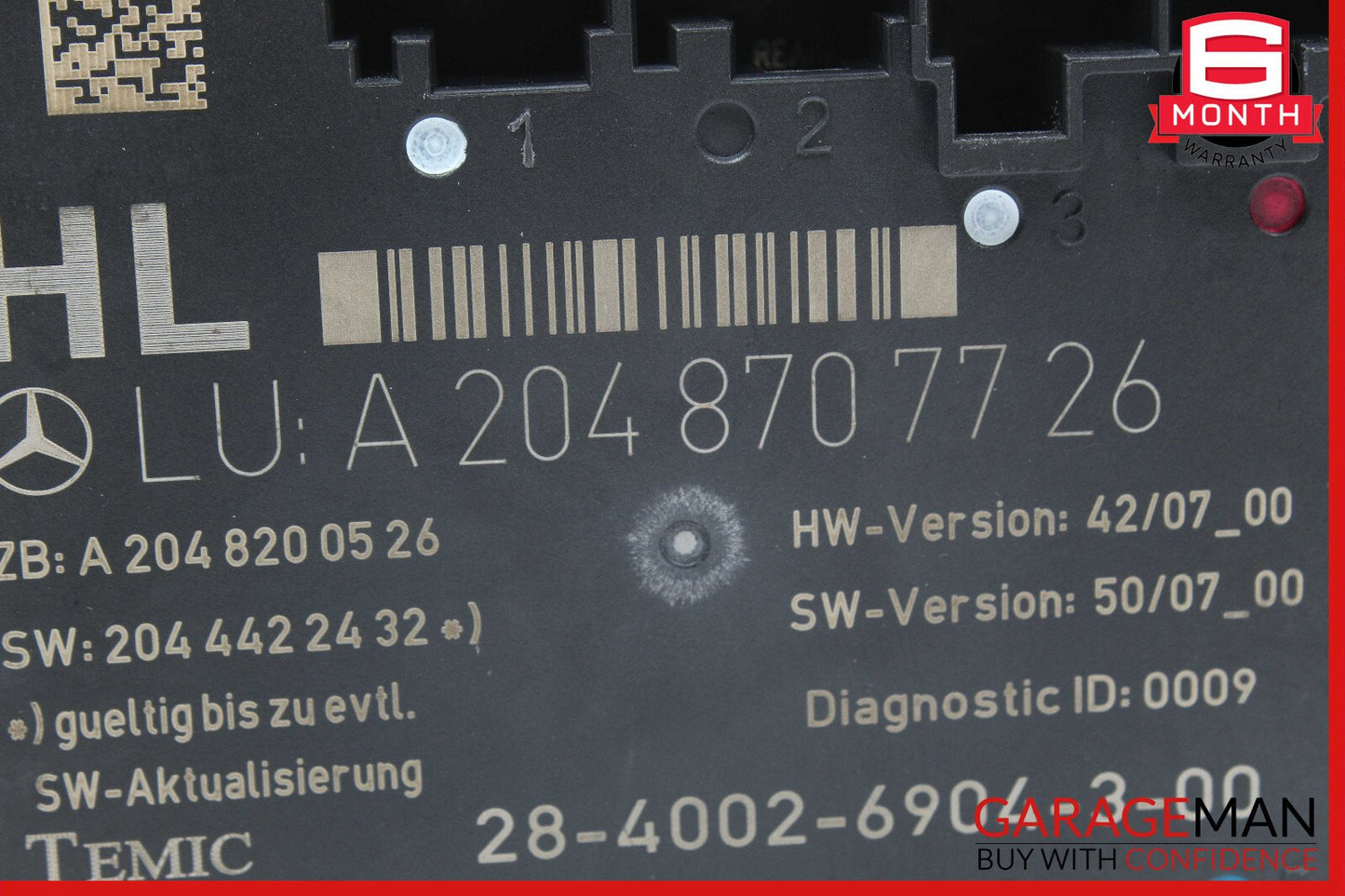 08-14 Mercedes W204 C250 C350 Rear Left Side Door Control Module 2048707726 OEM