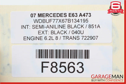 07-12 Mercedes E63 AMG Right Side Engine Cylinder Head Motor Block Assembly