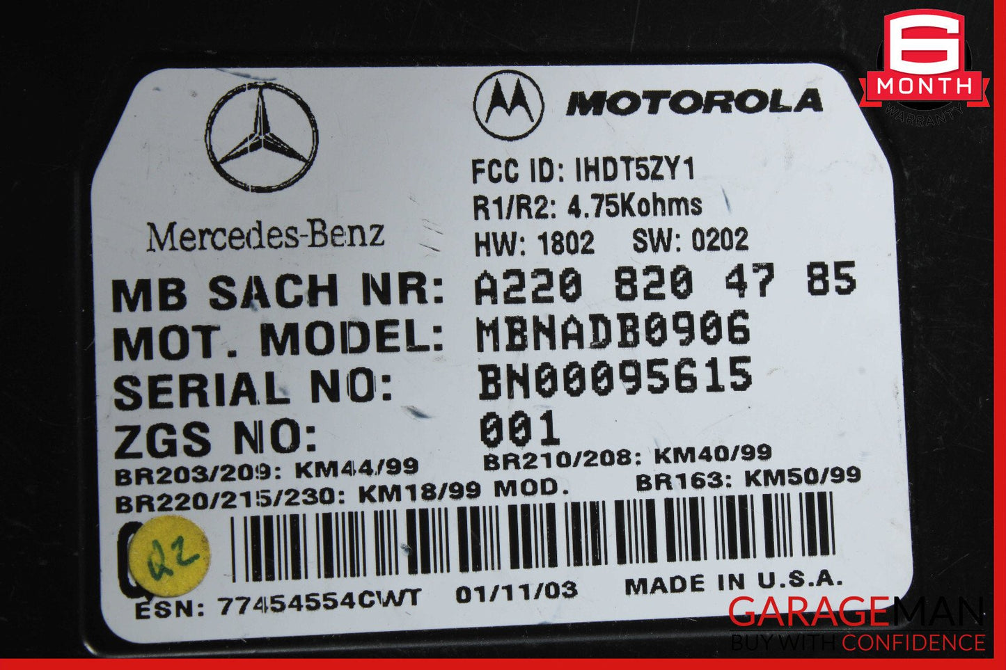00-06 Mercedes S500 ML500 Voice Phone Communication Controller Module