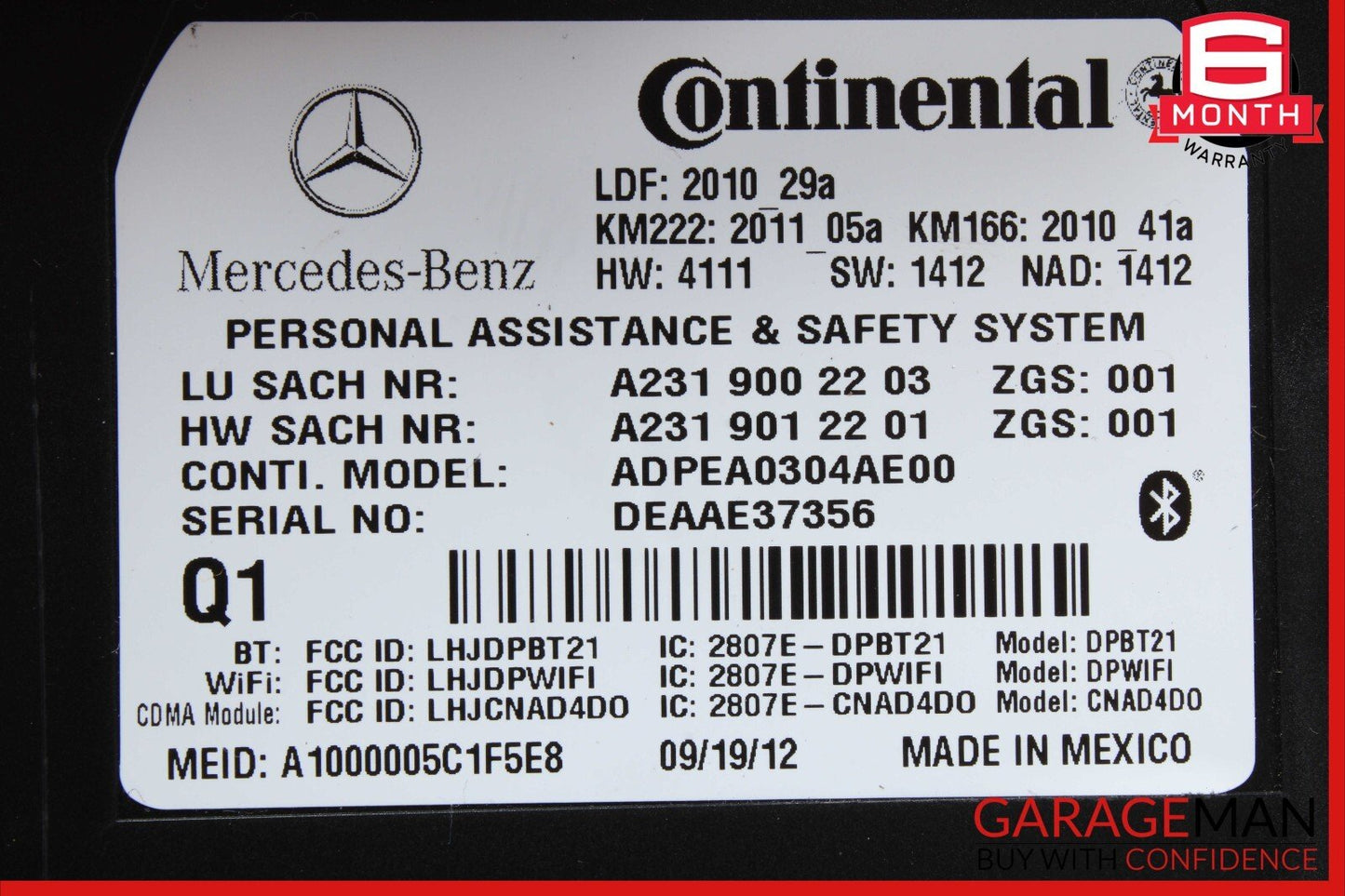 12-20 Mercedes C250 GLK350 GLA250 E550 SL400 Communication Control Module Unit