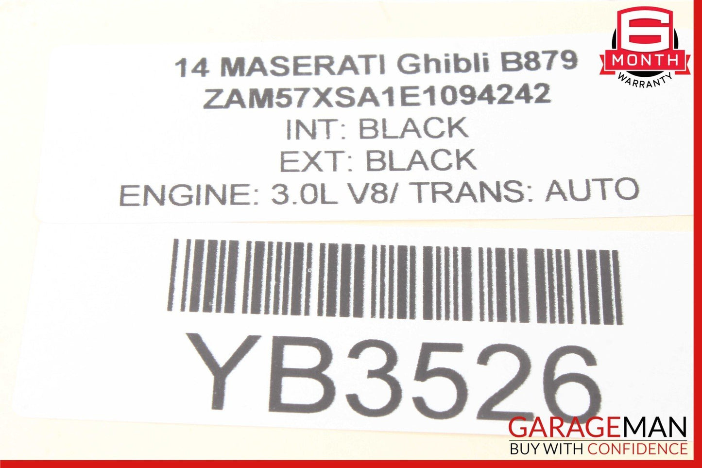 14-17 Maserati Ghibli Interior Top Upper Rear View Mirror Black 68206442 OEM