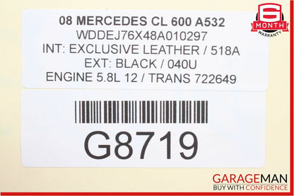 03-13 Mercedes CL600 S600 SL600 V12 M275 Engine Piston & Connecting Rod Assembly