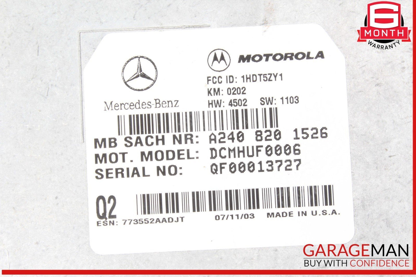 00-06 Mercedes W211 E320 4MATIC Voice Command Control Module 2408201526 OEM